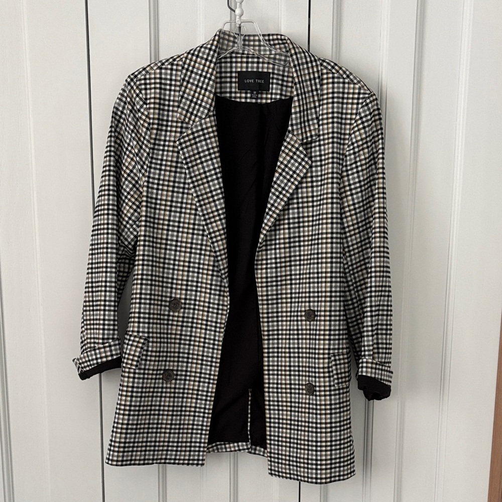 Love Tree Checked open front Blazer